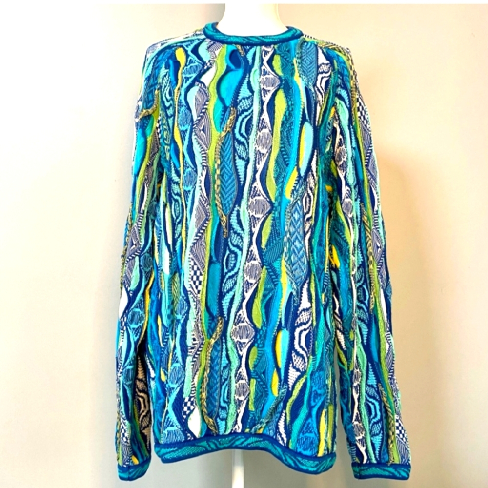 Vintage COOGI Australia Biggie OG pullover 3D knit cotton crewneck sweater Sz L